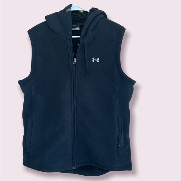Under Armour Fleece Lined Hooded Zip Up Vest, Black